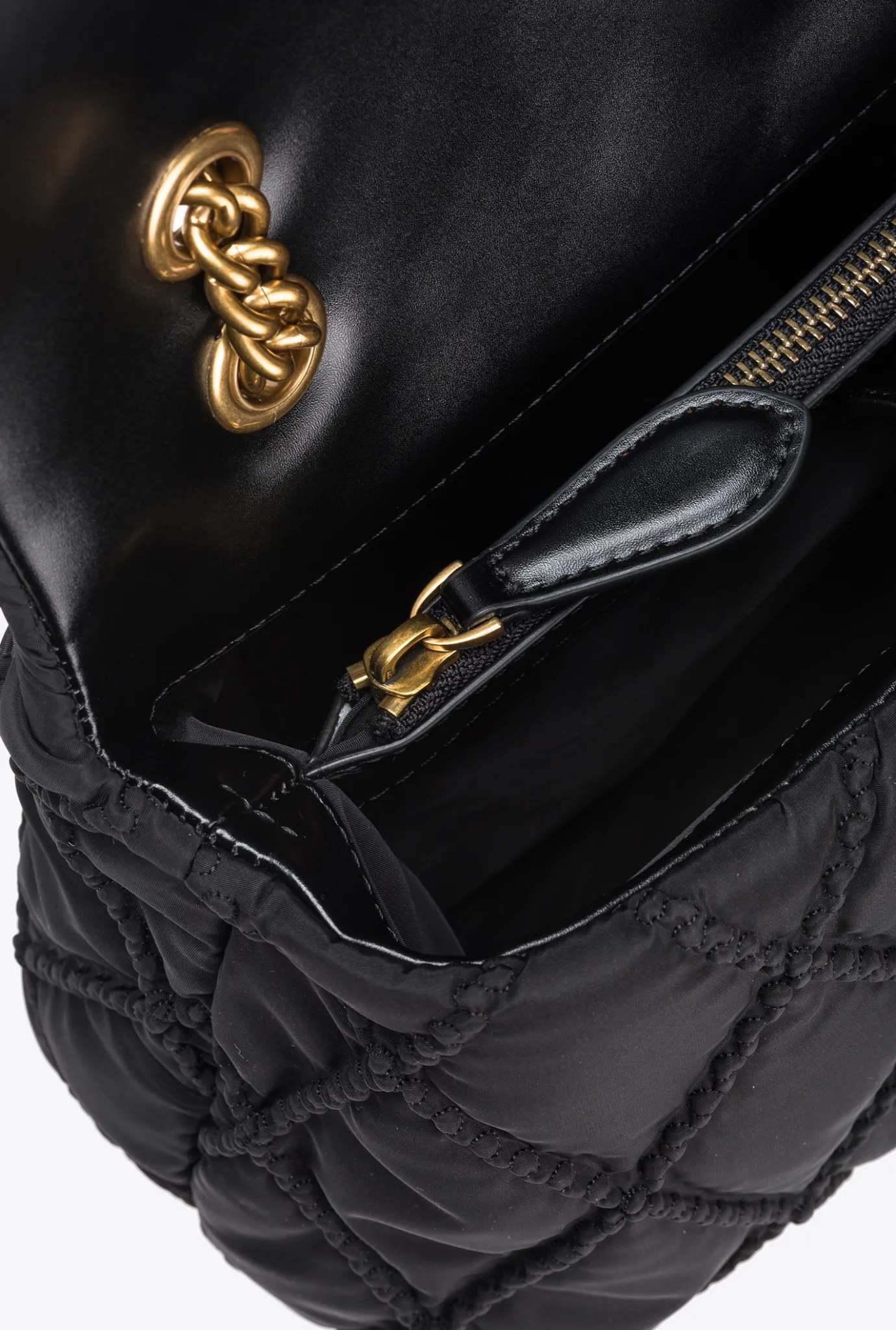Sacs Portés Épaule|PINKO Classic Love Bag Puff Rhombus Noir-Vieil Or