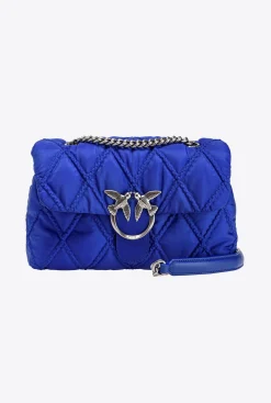 Sacs Portés Épaule|PINKO Classic Love Bag Puff Rhombus Bleu Clematite-Vieil Argent