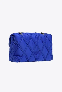 Sacs Portés Épaule|PINKO Classic Love Bag Puff Rhombus Bleu Clematite-Vieil Argent