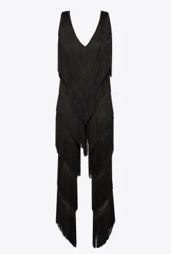 Robes|PINKO Combinaison A Franges Noir Limousine