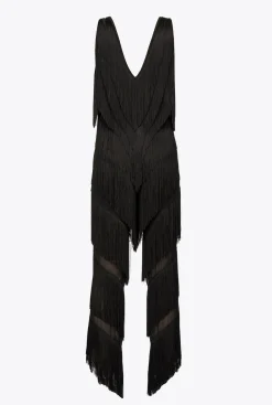Robes|PINKO Combinaison A Franges Noir Limousine