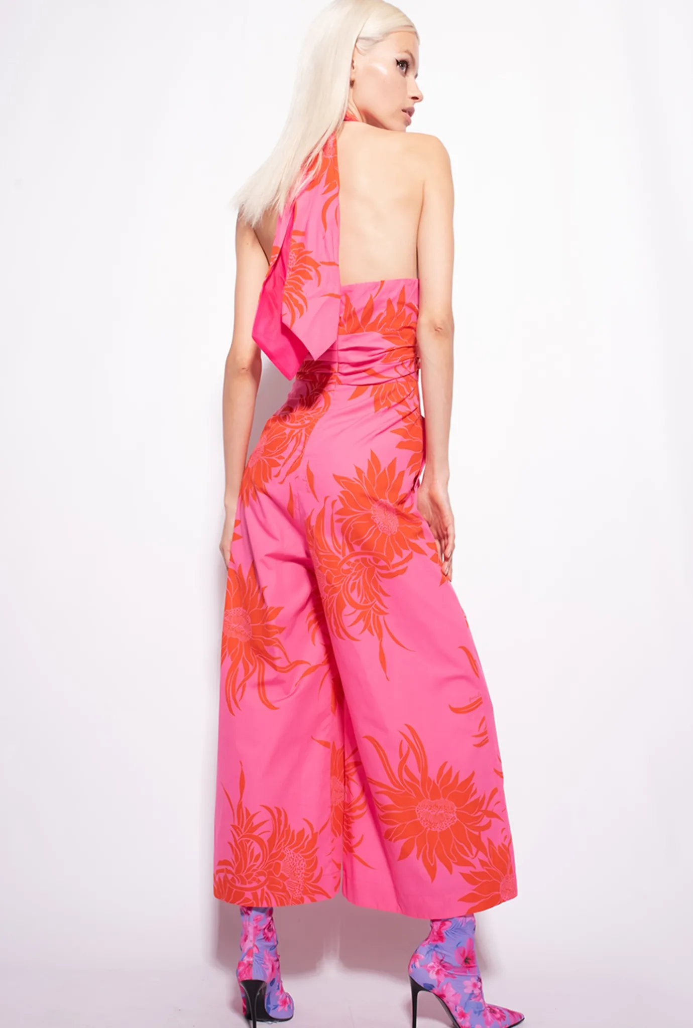 Robes|PINKO Combinaison A Imprime Grande Fleur Rose/Rouge