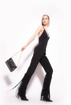 Robes|PINKO Combinaison Dos Nu Noir Limousine