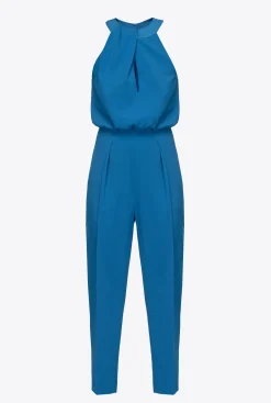 Robes|PINKO Combinaison En Crepe Envers Satin Bleu Directoire