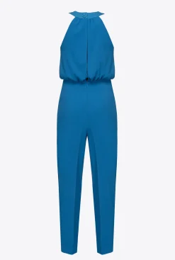 Robes|PINKO Combinaison En Crepe Envers Satin Bleu Directoire
