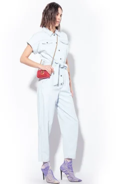 Robes|PINKO Combinaison En Denim Leger Delavage Clair