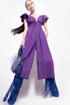 Robes|PINKO Combinaison En Popeline De Coton Violet Pride