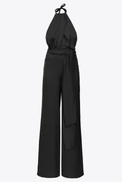 Robes|PINKO Combinaison Legere Ceinturee Noir Limousine