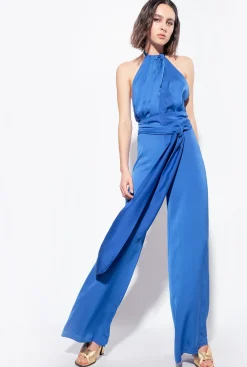 Robes|PINKO Combinaison Legere Ceinturee Bleu Surf Sur Le Web