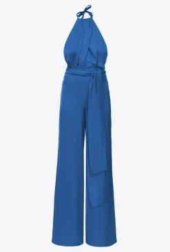 Robes|PINKO Combinaison Legere Ceinturee Bleu Surf Sur Le Web