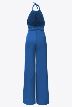 Robes|PINKO Combinaison Legere Ceinturee Bleu Surf Sur Le Web