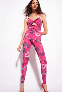 Robes|PINKO Combinaison Moulante A Imprime Hibiscus Multi.Fuchsia/Rose