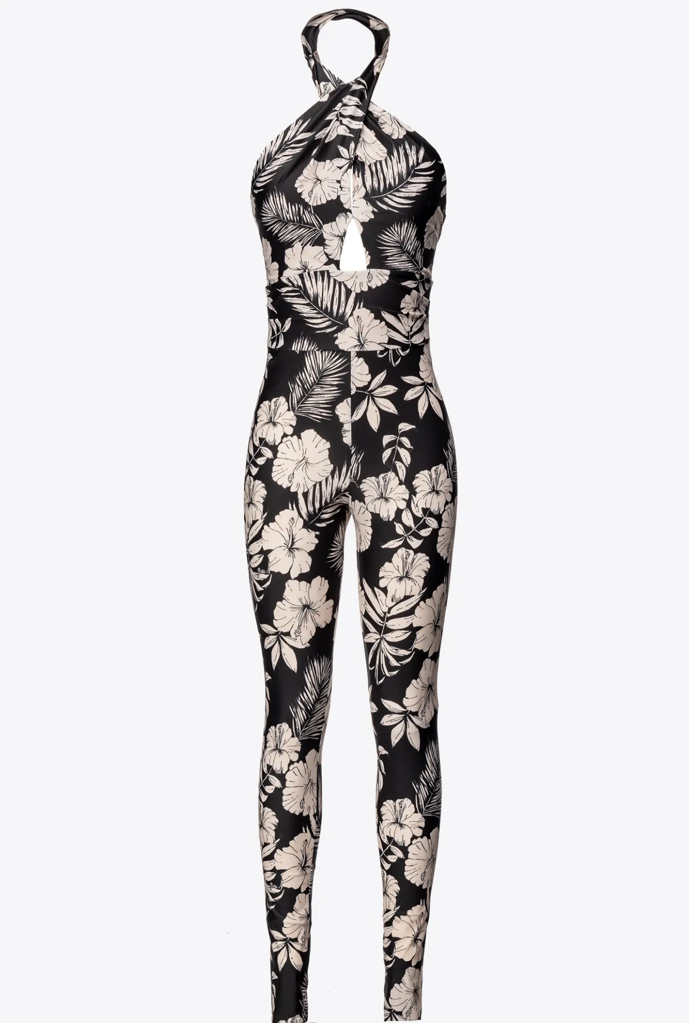 Robes|PINKO Combinaison Moulante Fleur Graphique Noir/Beurre