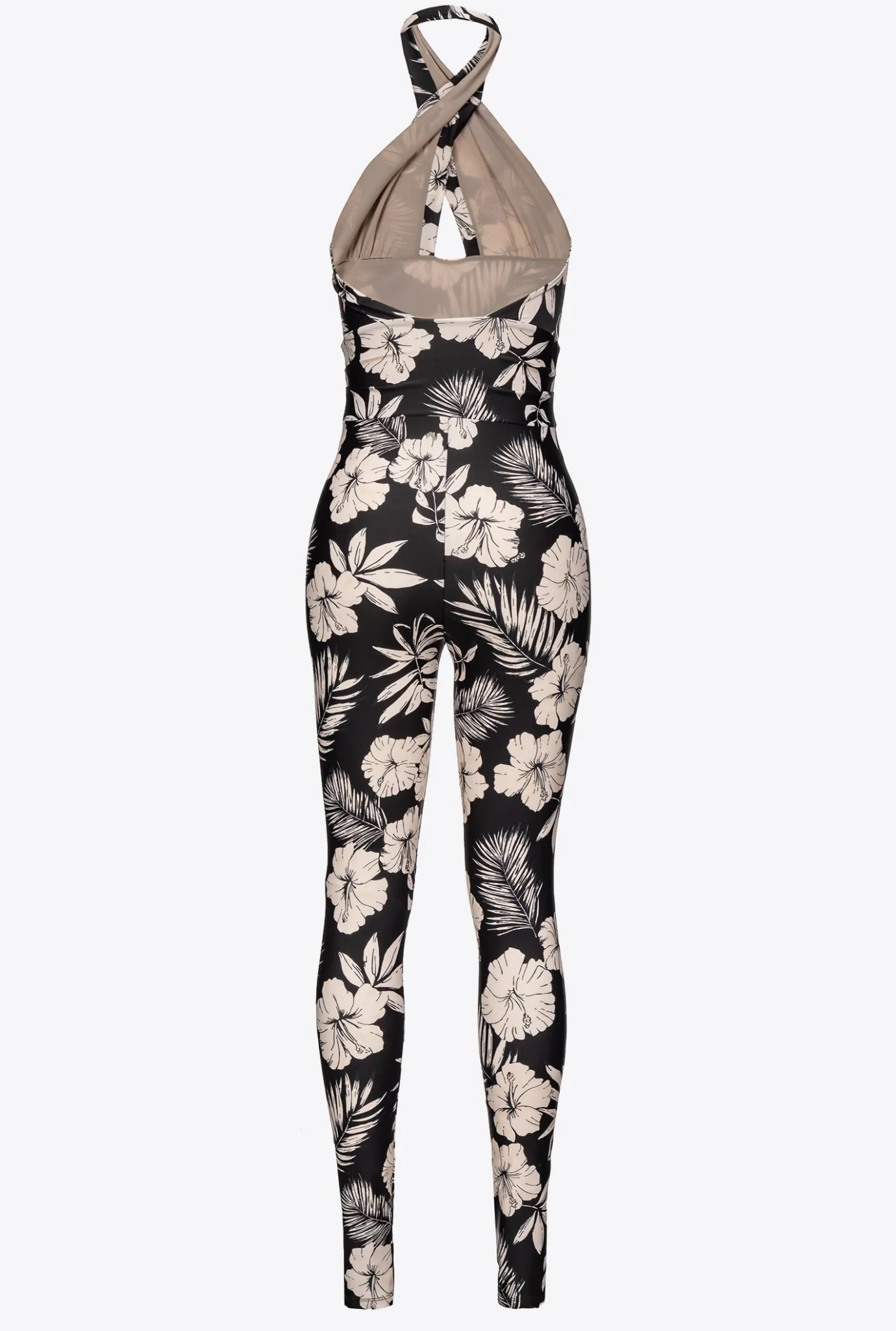 Robes|PINKO Combinaison Moulante Fleur Graphique Noir/Beurre