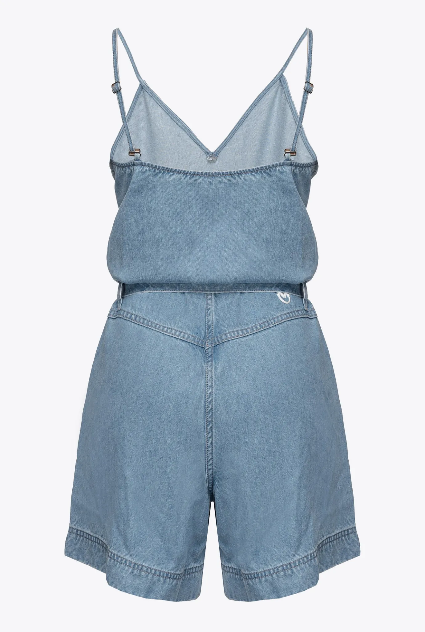 Robes|PINKO Combishort En Denim Fluide Delavage Clair