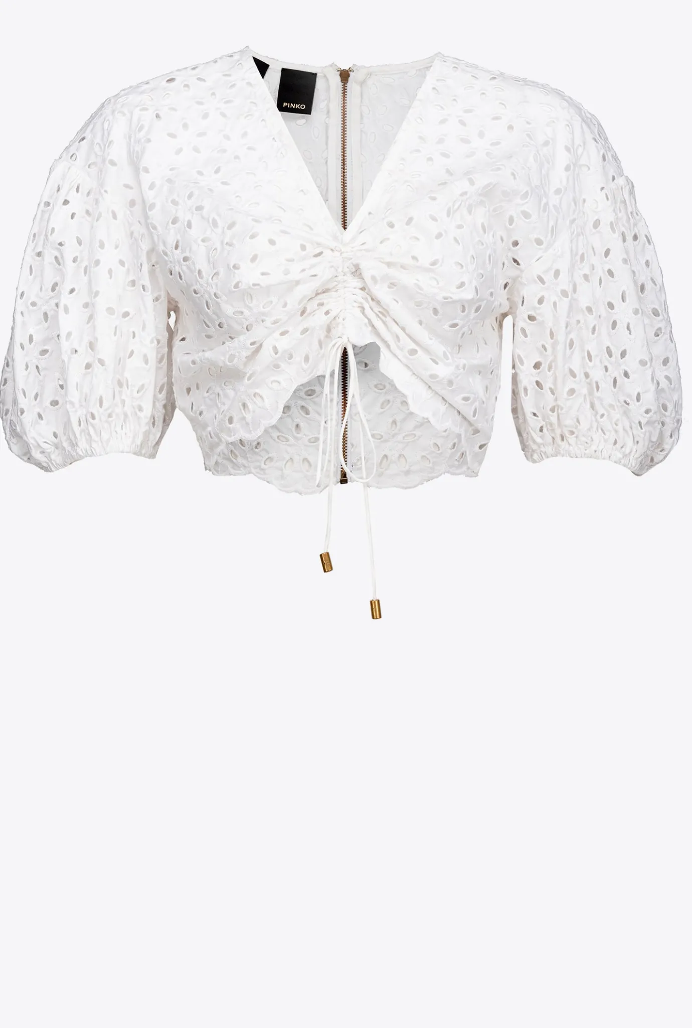 Topwear|PINKO Crop Top En Broderie Anglaise De Coton Blanc Brill.