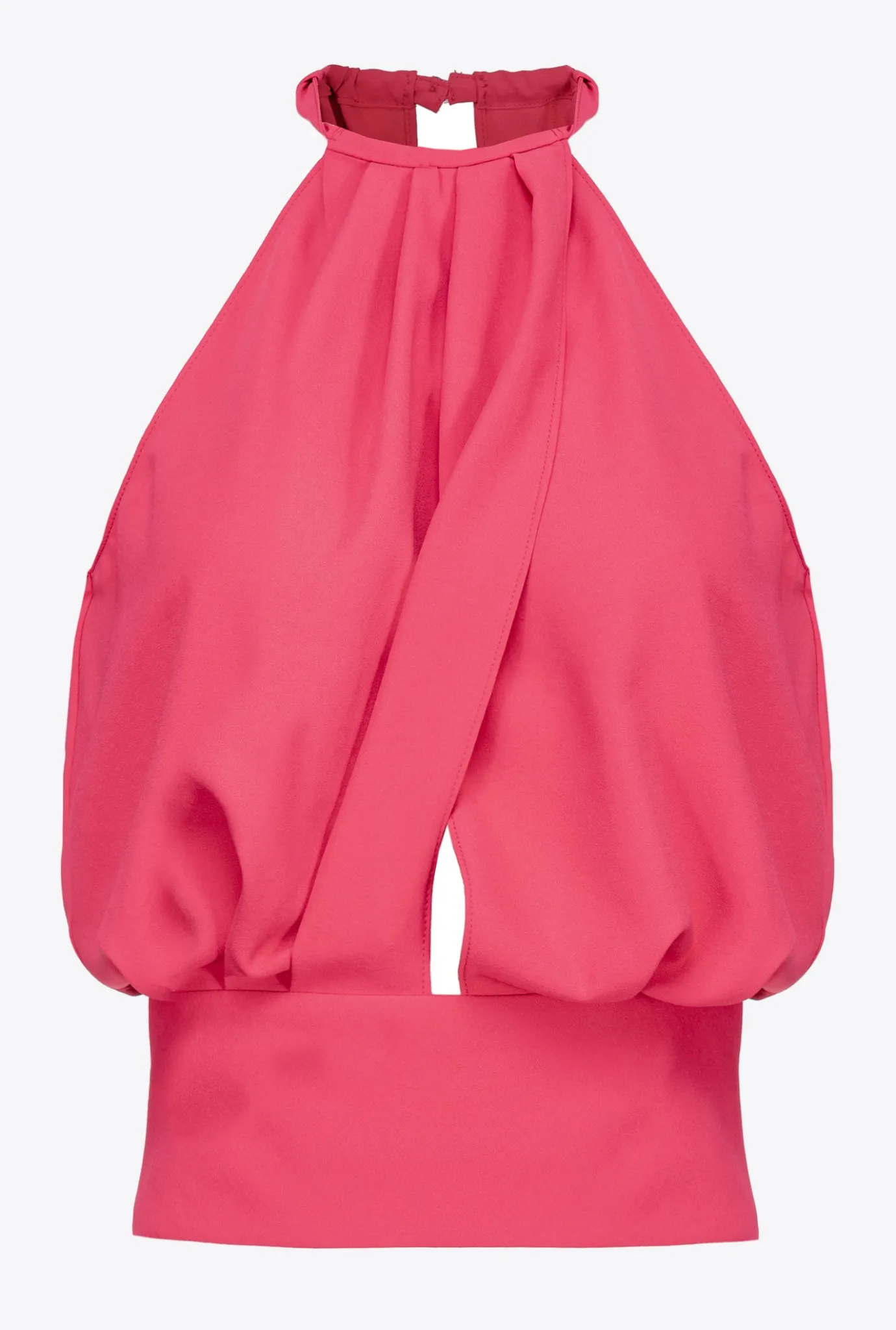 Tailleurs Et Ensembles|PINKO Crop Top En Crepe Fluide Rouge Framboise