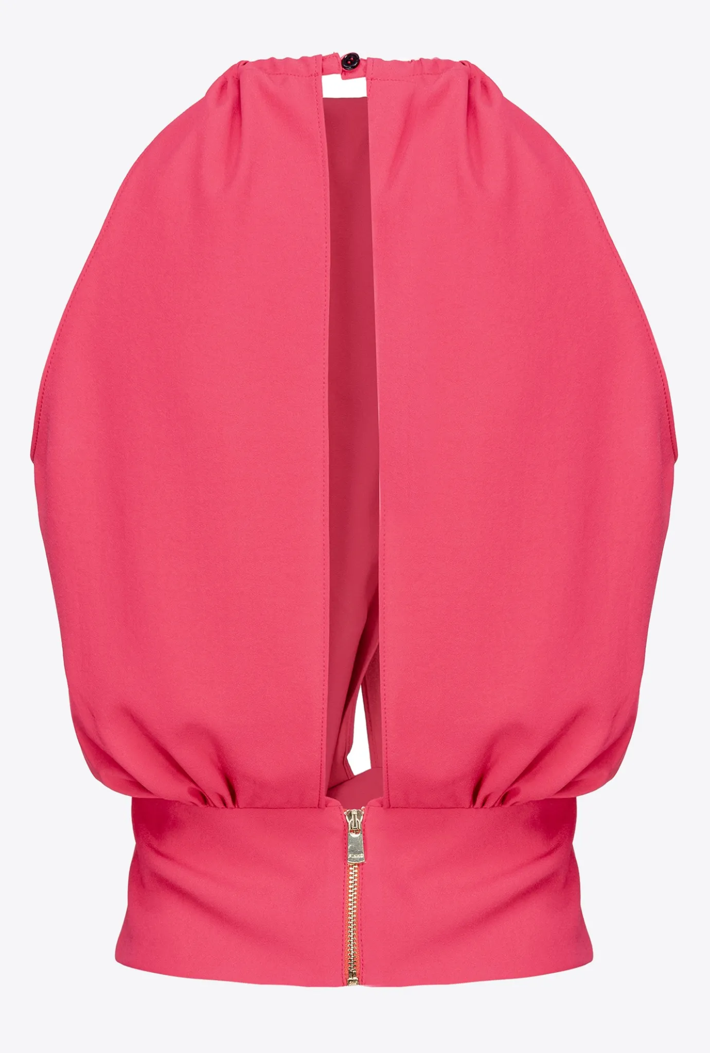 Tailleurs Et Ensembles|PINKO Crop Top En Crepe Fluide Rouge Framboise