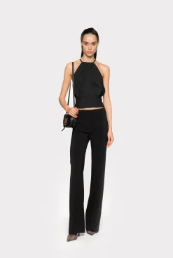 Topwear|PINKO Crop Top En Crepe Fluide Noir Limousine
