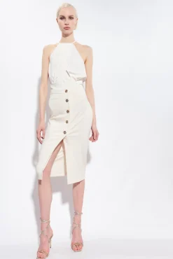 Topwear|PINKO Crop Top En Crepe Fluide Blanc Soie