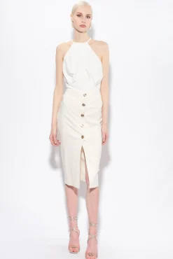 Topwear|PINKO Crop Top En Crepe Fluide Blanc Soie