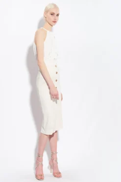 Topwear|PINKO Crop Top En Crepe Fluide Blanc Soie