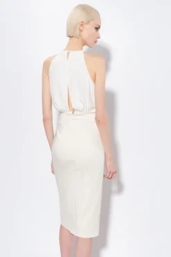 Topwear|PINKO Crop Top En Crepe Fluide Blanc Soie