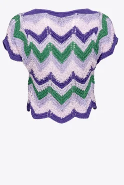 Tailleurs Et Ensembles|PINKO Crop Top En Crochet Multi. Vert/Lilas