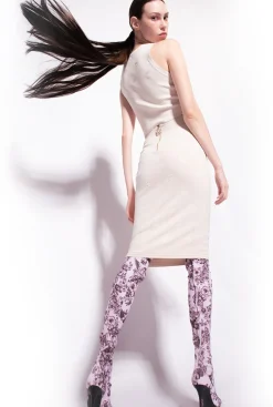 Tailleurs Et Ensembles|PINKO Crop Top En Jacquard Monogram Beige Bouleau