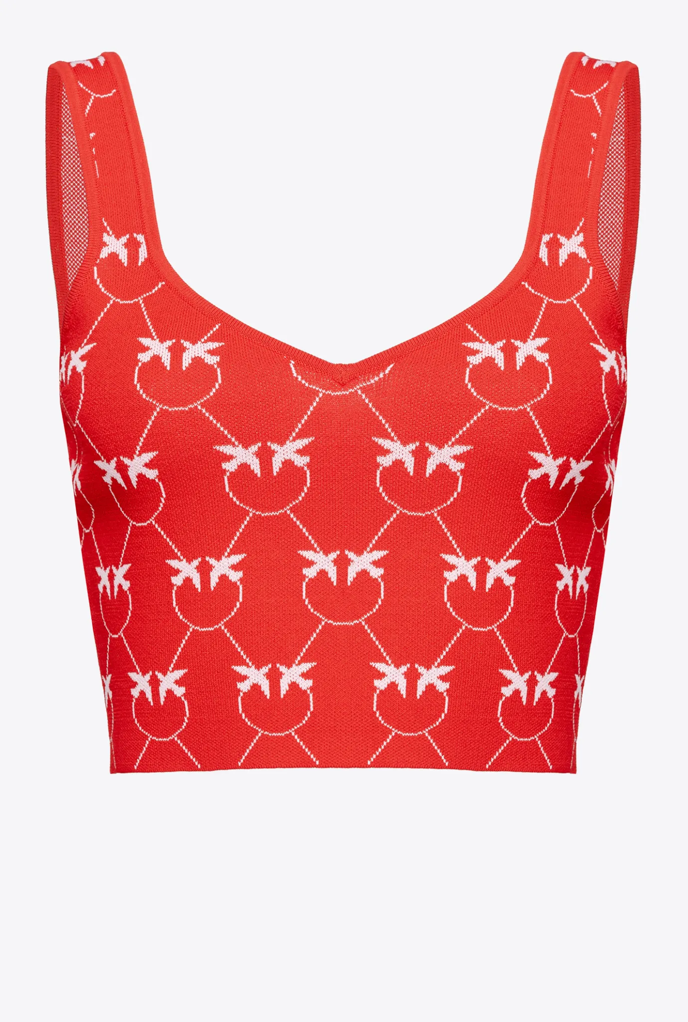 Tailleurs Et Ensembles|PINKO Crop Top En Jacquard Monogram Rouge/Rose