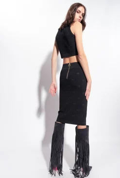 Tailleurs Et Ensembles|PINKO Crop Top En Jacquard Monogram Noir Limousine
