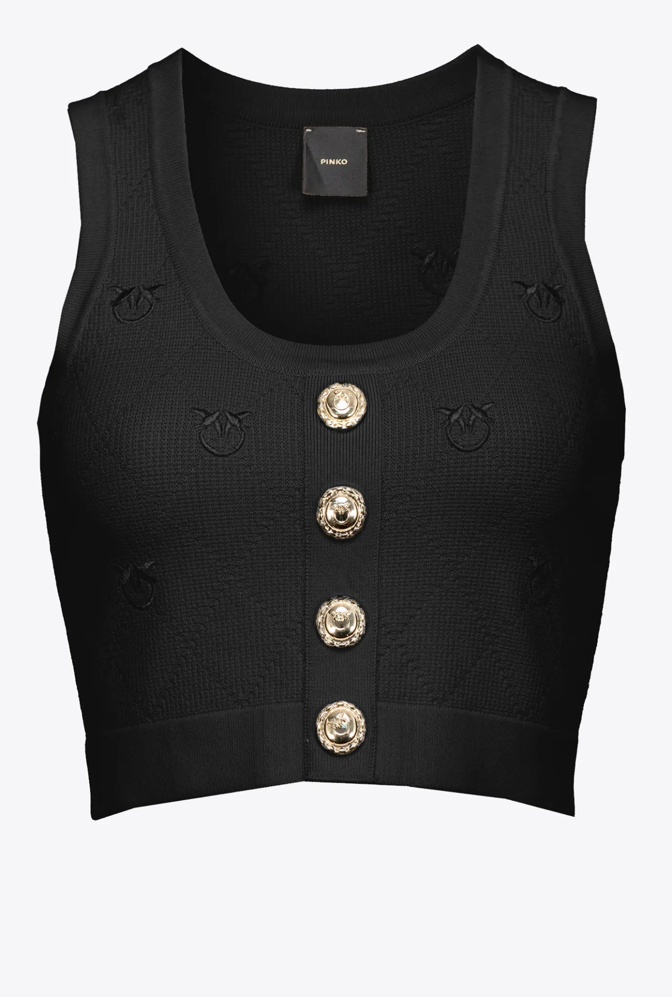 Tailleurs Et Ensembles|PINKO Crop Top En Jacquard Monogram Noir Limousine