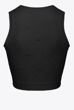 Tailleurs Et Ensembles|PINKO Crop Top En Jacquard Monogram Noir Limousine