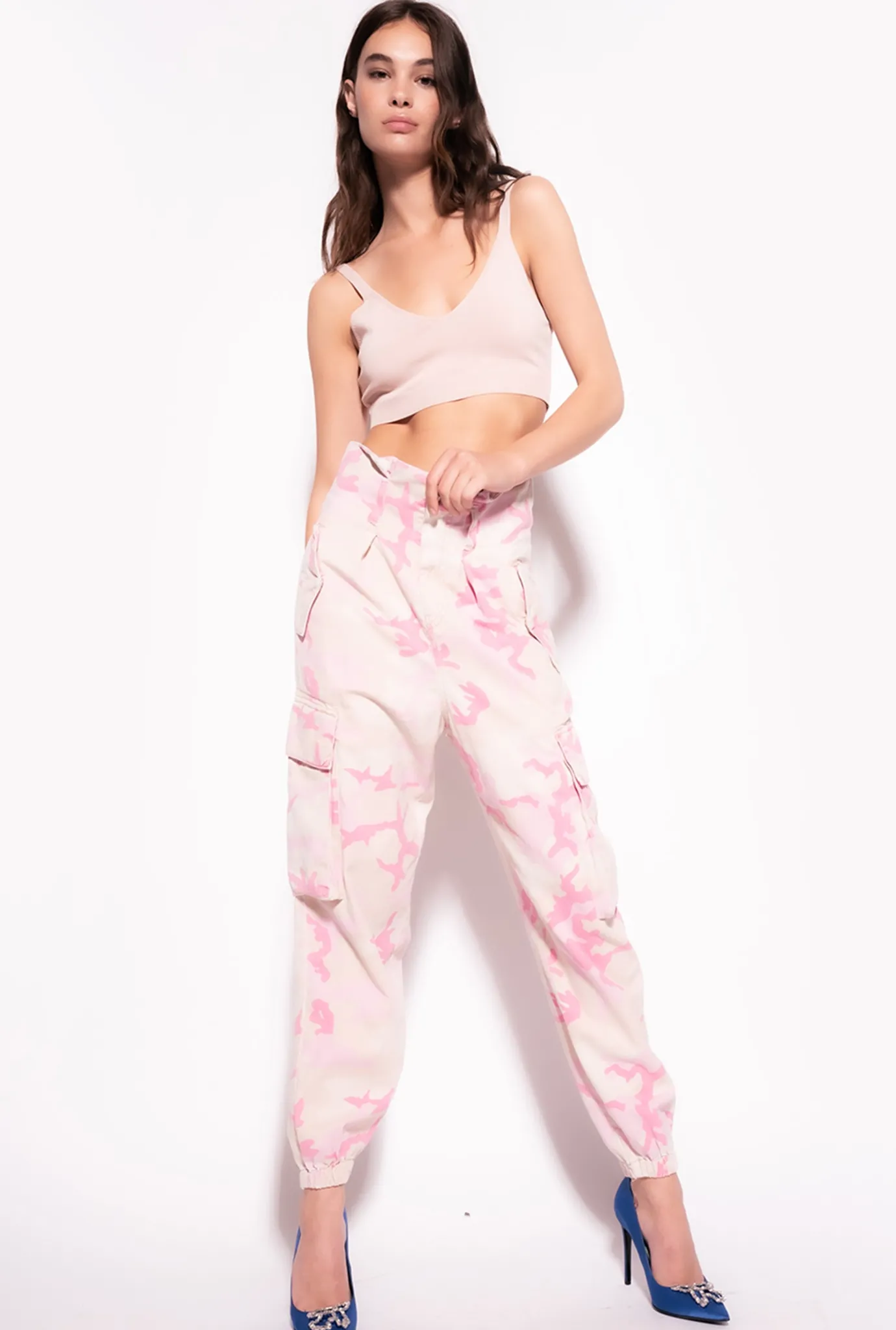 Topwear|PINKO Crop Top En Maille Rose-Fumee De Rose