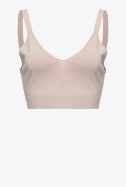Topwear|PINKO Crop Top En Maille Rose-Fumee De Rose