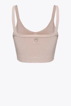 Topwear|PINKO Crop Top En Maille Rose-Fumee De Rose