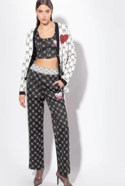 Topwear|PINKO Crop Top En Maille Jacquard Monogram Noir/Ecru