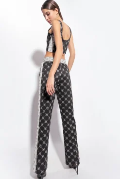 Topwear|PINKO Crop Top En Maille Jacquard Monogram Noir/Ecru
