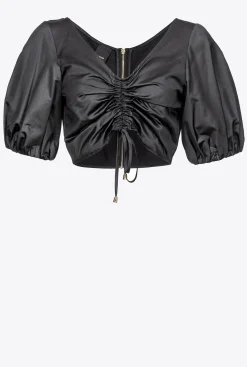 Topwear|PINKO Crop Top En Popeline Noir Limousine
