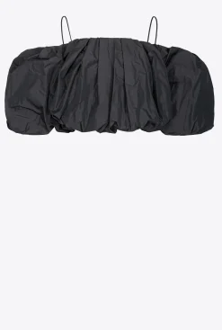 Topwear|PINKO Crop Top En Taffetas Noir Limousine
