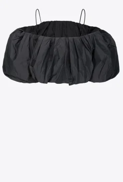 Topwear|PINKO Crop Top En Taffetas Noir Limousine
