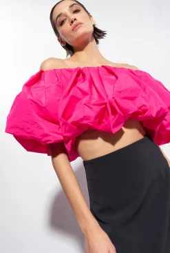 Topwear|PINKO Crop Top En Taffetas Violet Fuchsia