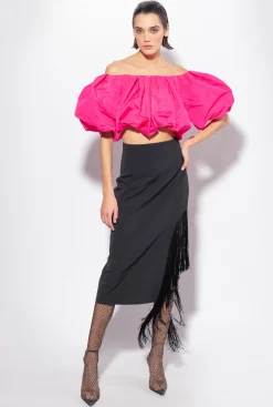 Topwear|PINKO Crop Top En Taffetas Violet Fuchsia