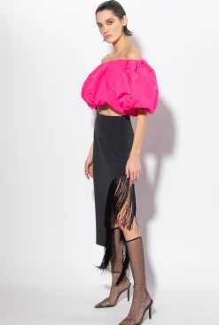 Topwear|PINKO Crop Top En Taffetas Violet Fuchsia