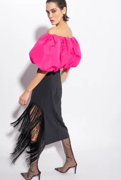 Topwear|PINKO Crop Top En Taffetas Violet Fuchsia