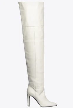 Chaussures|PINKO Cuissardes En Cuir Blanc + Blanc