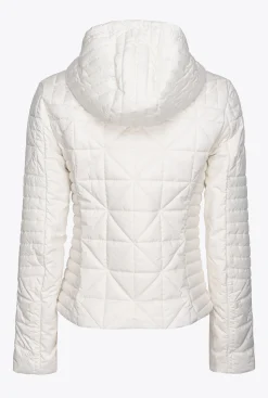 Vêtements D'extérieur|PINKO Doudoune Legere Avec Ecusson A Logo Blanc Soie