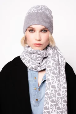Autres Accessoires|PINKO Echarpe Monogramme Gris/Blanc