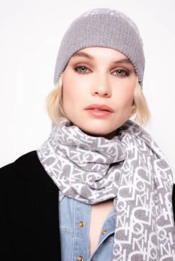 Autres Accessoires|PINKO Echarpe Monogramme Gris/Blanc