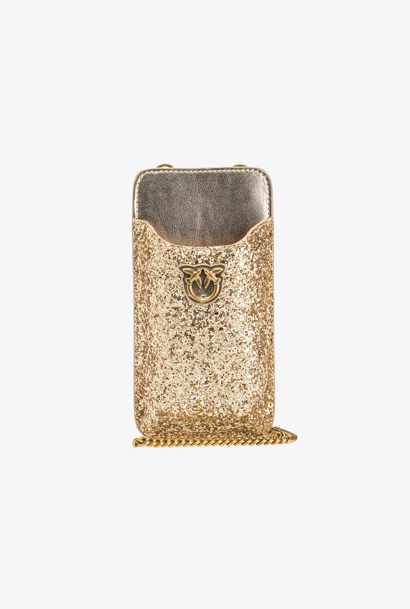 Maroquinerie|PINKO Etui Pour Smartphone A Paillettes Or-Or Antique